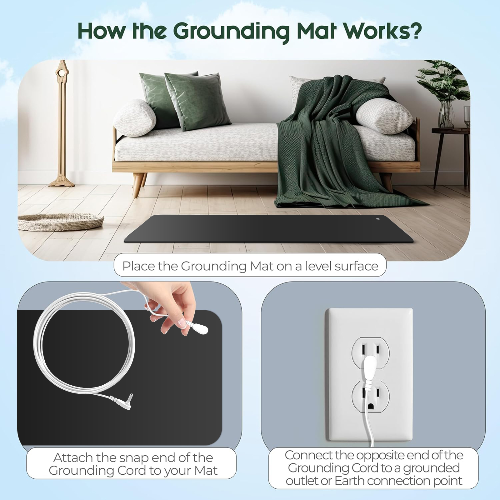 Features of Grounding Mat for Sleep, Energy, Pain Relief, Inflammation, Balance, Wellness