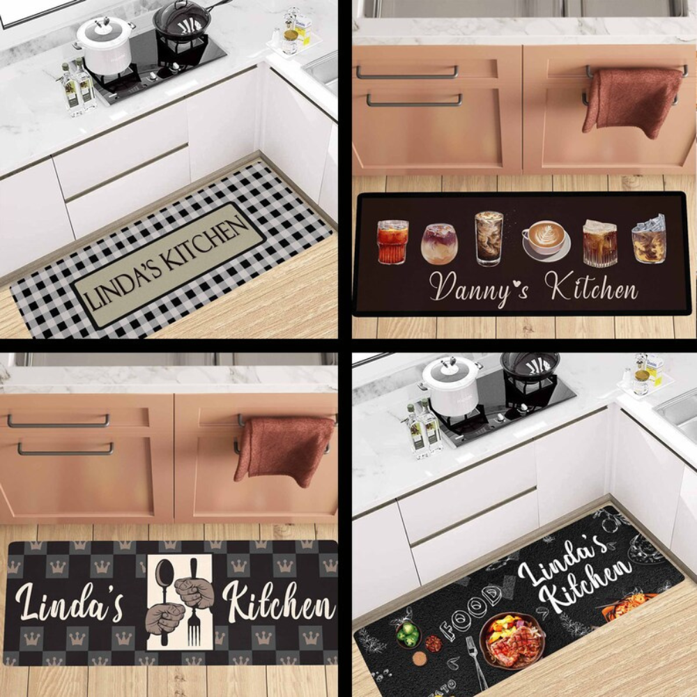 Durable 2 PCS Modern Kitchen Mats Set Anti-Fatigue Comfort Foam Easy to Clean Non-Slip for Long-Time Standing Made of Rubber