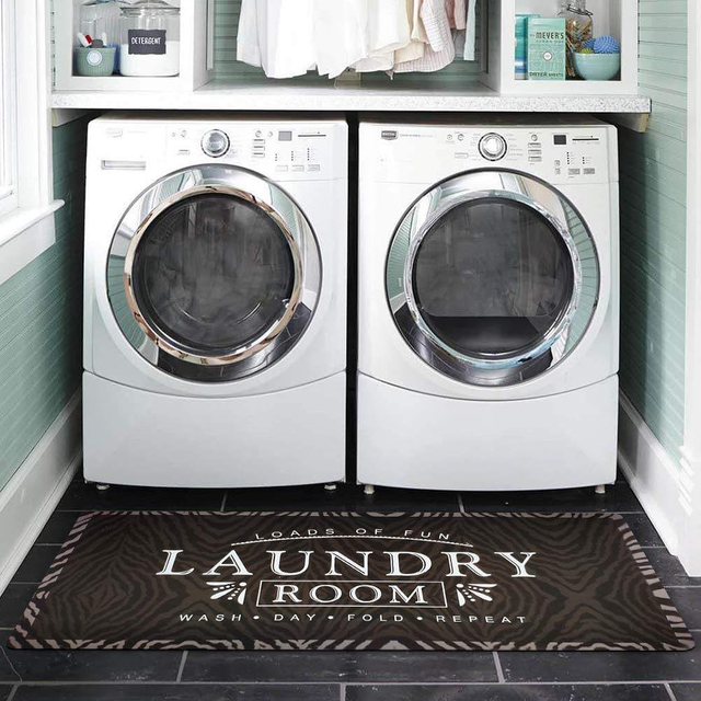 Non slip Flocking Laundry Room Rug Mat