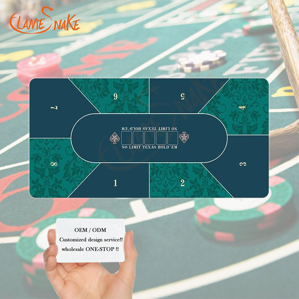 Custom 180*90*0.2cm Modern Style Waterproof Texas Hold'em Poker Table Mat Non-Slip Rubber Casino Playing Surface