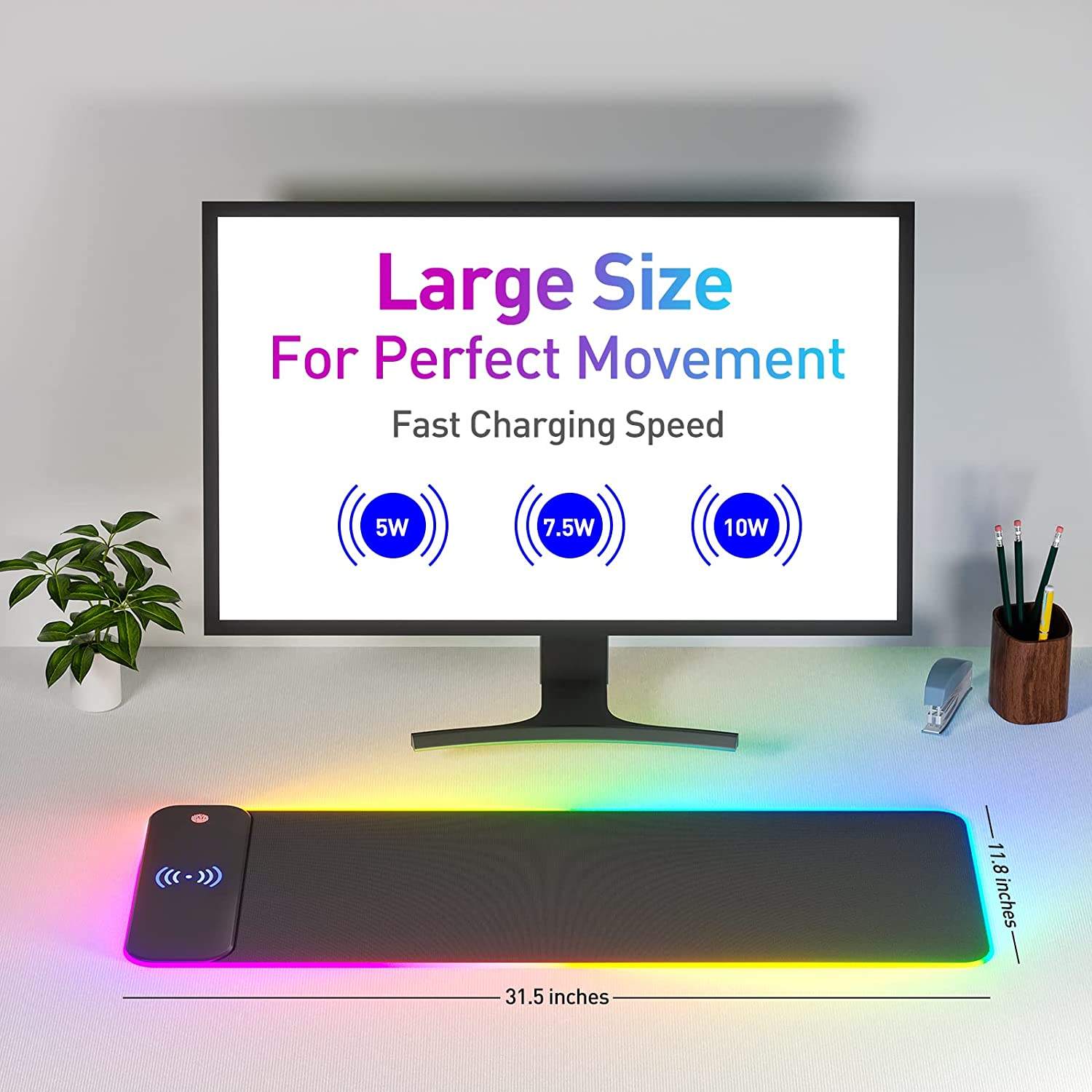 RGB Gaming Mouse Pad with 15W Wireless Charger