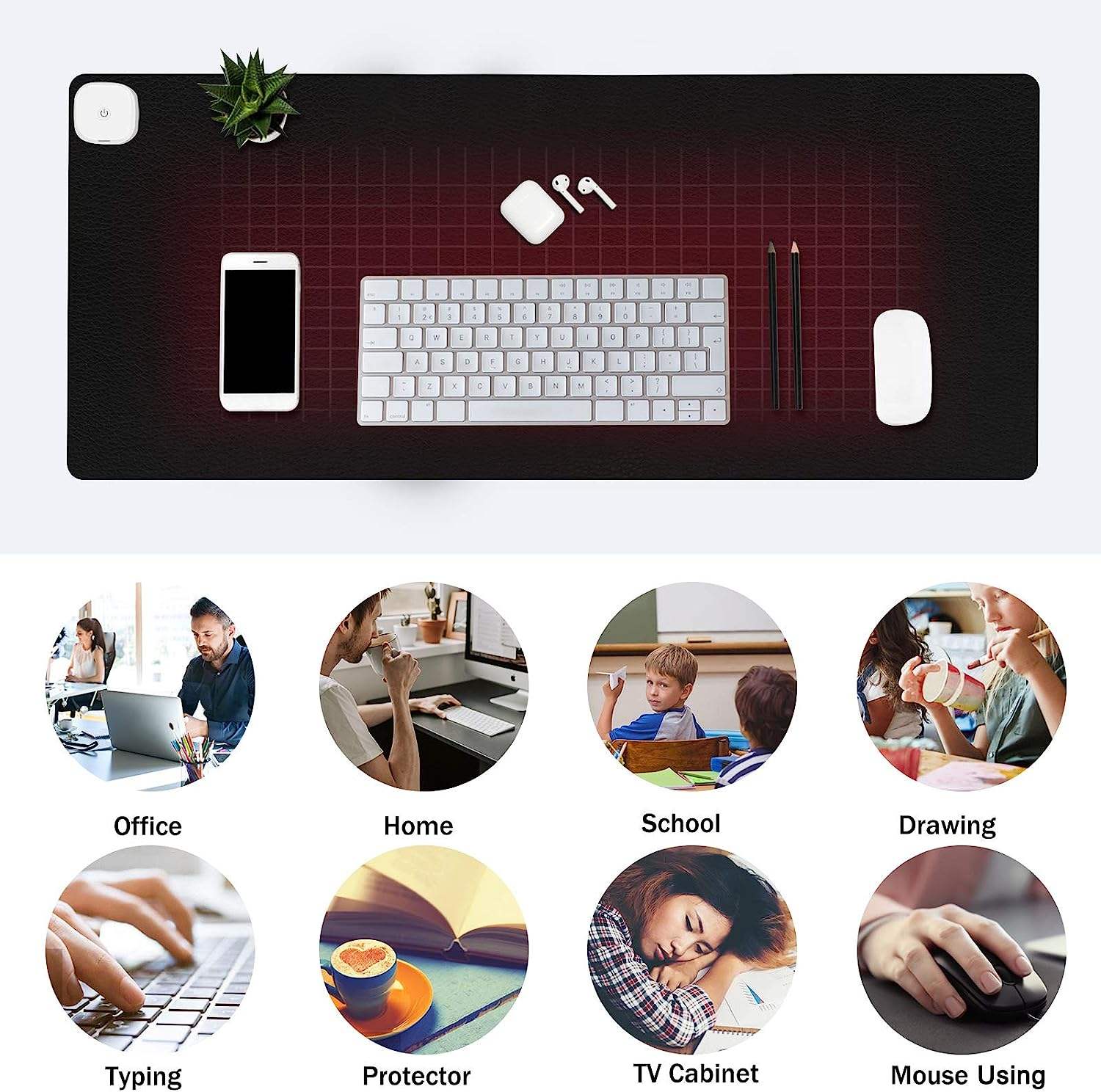 Heated Large Desk Mat with 3 Levels Heating
