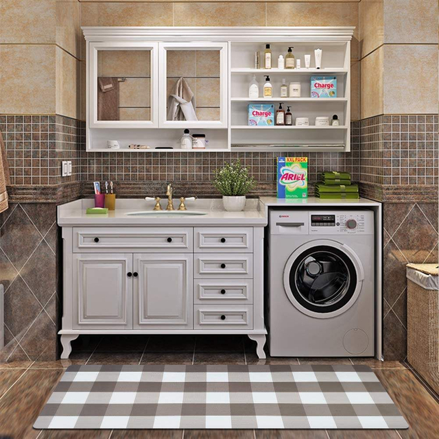 50*120cm Rubber Backed Laundry Room Mat Bath Mat Non Slip Waterproof Laundry Room Decor Mat