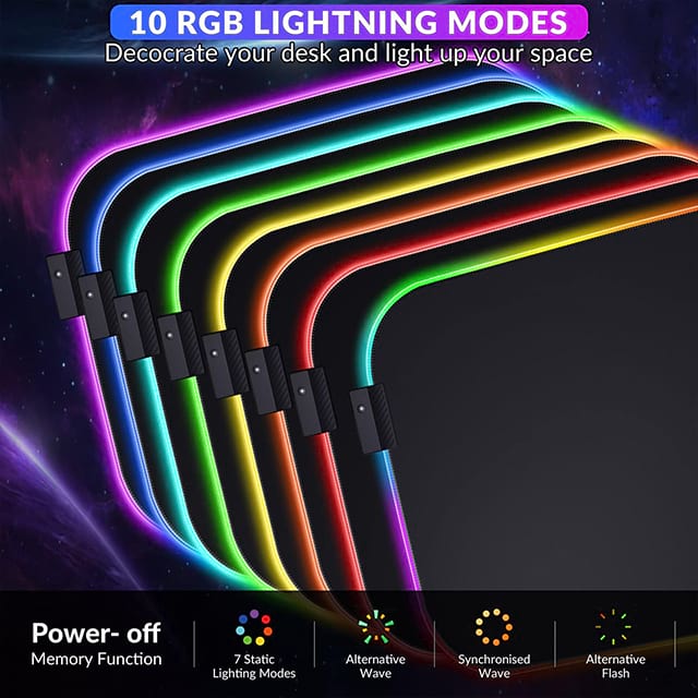 RGB Gaming Mouse Pad With Wrist Rest Support
