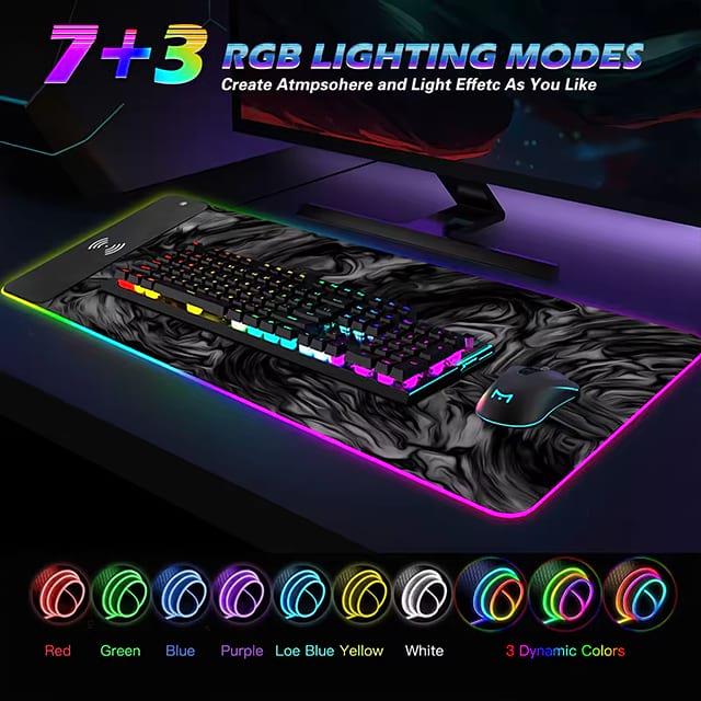 RGB Gaming Mouse Pad With Wireless Charging 15W