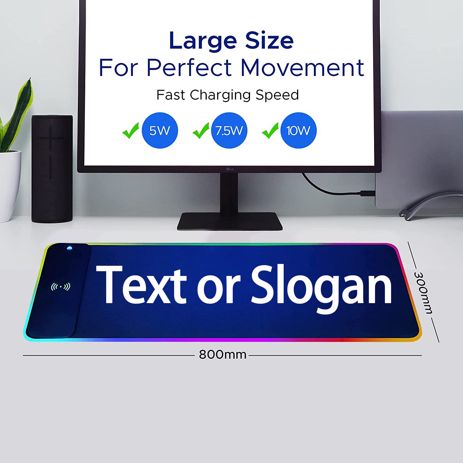 Gaming Mouse Pad with Wireless Charging