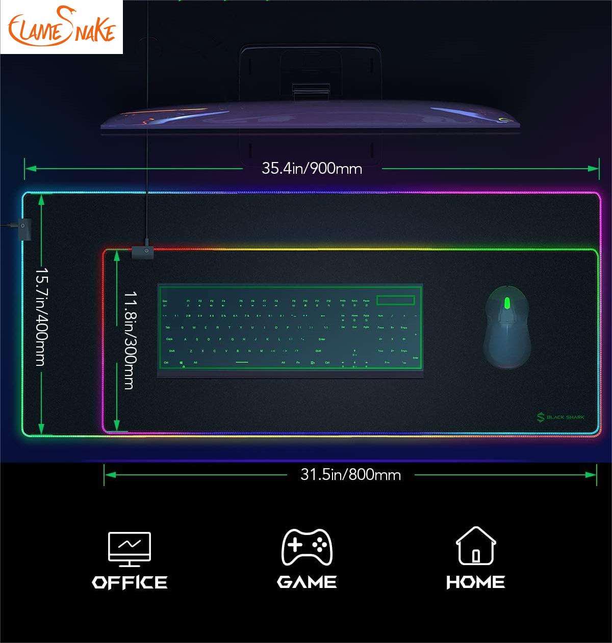 Extra Large RGB Gaming Mouse Pad with 14 Light Modes