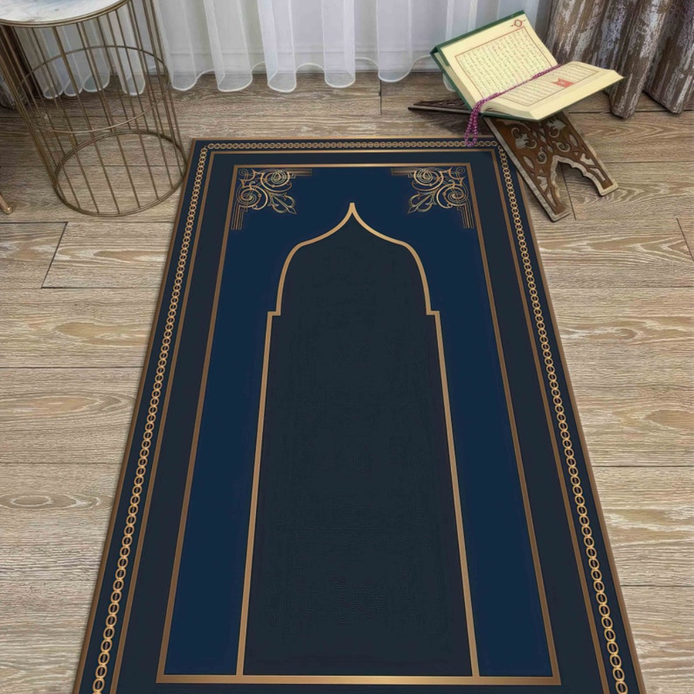 Muslim Prayer Mat Non-Slip Foldable Rug | Soft Velvet Portable Prayer Carpet