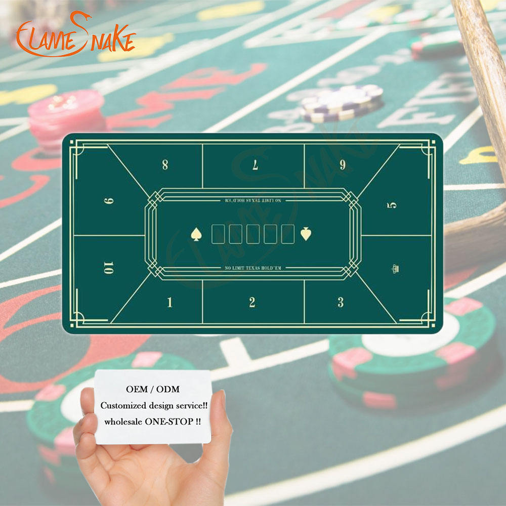 Custom 180*90*0.2cm Modern Style Waterproof Texas Hold'em Poker Table Mat Non-Slip Rubber Casino Playing Surface