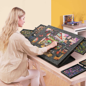 Portable Jigsaw Puzzle Table Felt Puzzle Plateau Tilting Puzzle Board for 1000-2000 Pieces with Non-Slip Felt Surface