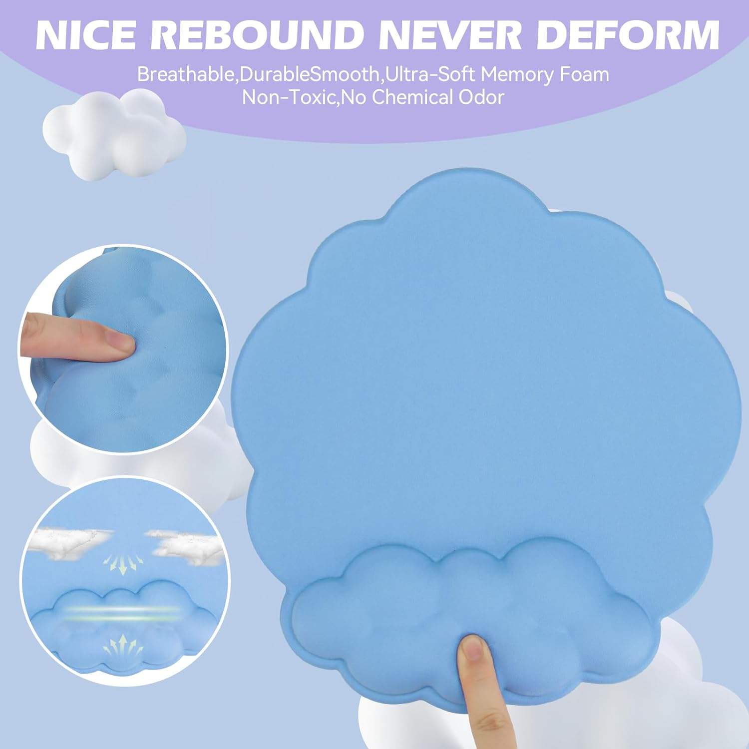 Keyboard Wrist Rest Gel Mouse Pad , Cloud Mouse Pad with Wrist Rest, Ergonomic Mouse Pad with Wrist Support