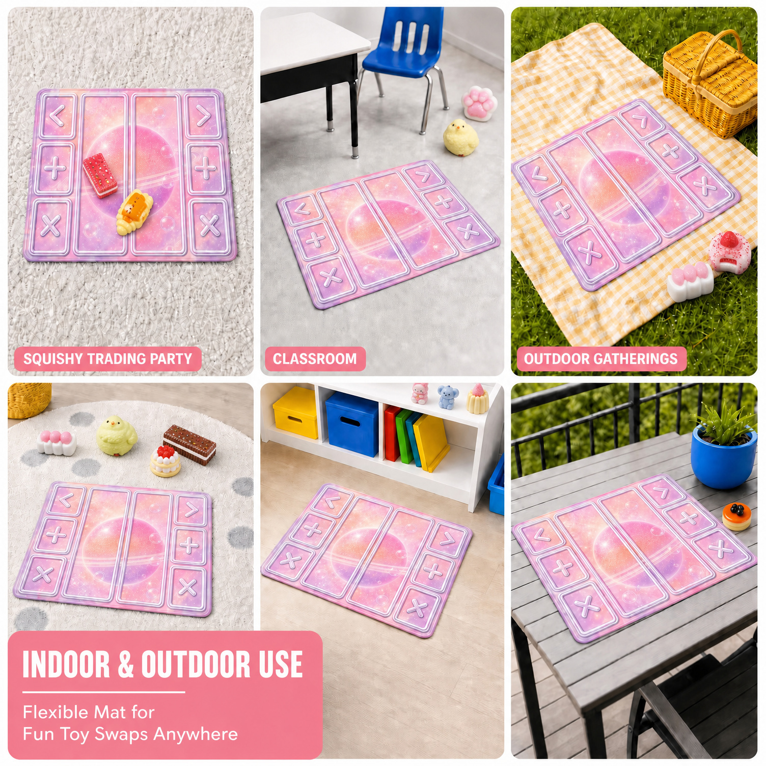 Custom Soft Fidget Trading Mat for Collecting & Trading Fidget Squishy Toy Pastel Board Game Mat